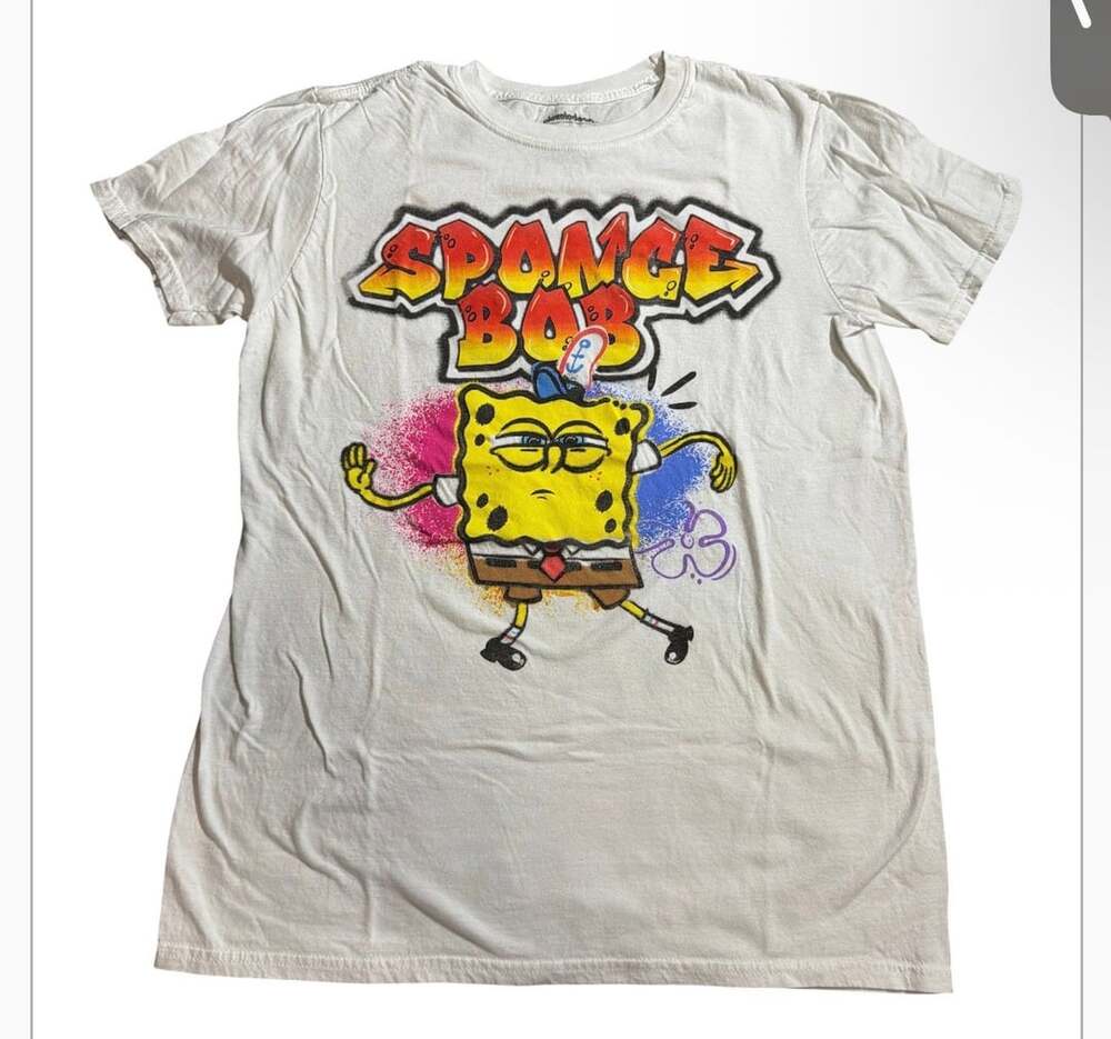 Nickelodeon SpongeBob SquarePants Graffiti Graphic Tee White Size M